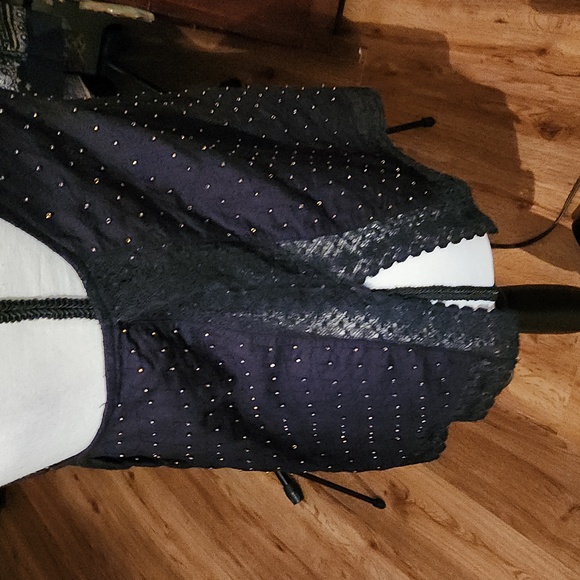 Free People, NWT,  Women's Top,  Size Medium,  Black, gold beads - Picture 7 of 11